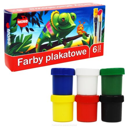 FARBY PLAKATOWE  6 KOLORÓW 20ML MONA PUDEŁKO