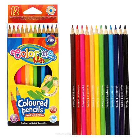 KREDKI SZEŚCIOKĄTNE 12 KOLORÓW COLORINO
