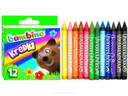 KREDKI BAMBINO KAOLINOWE 12 KOLORÓW ŚWIECOWE