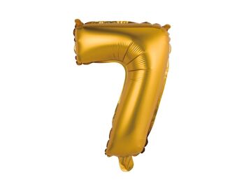 BALON FOLIOWY "CYFRA 7"  ZŁOTA  MATOWA  35 CM