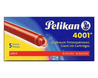 NABOJE PELIKAN GTP/5 CZERWONE WKŁADY DO PIÓR ATRAM