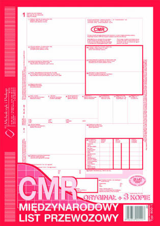 LIST PRZEWOZOWY CMR A4 (ORGI+4 KOPIE) 800-2