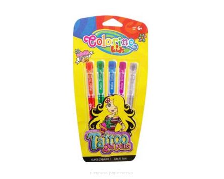 DŁUGOPISY ŻELOWE DO TATUAŻU COLORINO 5 KOLORÓW