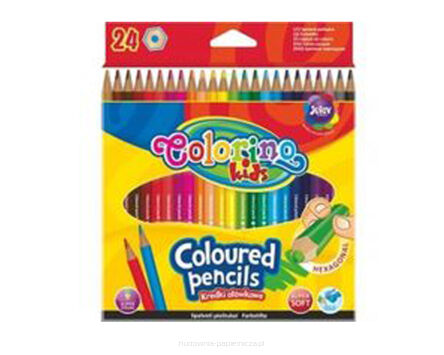 KREDKI OŁÓWKOWE SZEŚCIOKĄTNE 24 KOLORY COLORINO