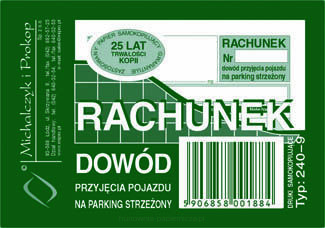 R-K DOWÓD PRZYJĘCIA POJ. NA PARK. STRZ. 240-9