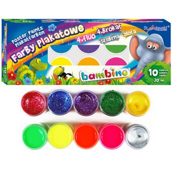 FARBY PLAKATOWE 10 KOLORÓW 20ML BAMBINO