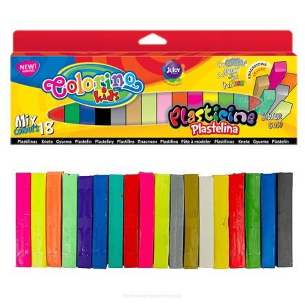 PLASTELINA KWADRATOWA 18 KOL COLORINO NEON BROK