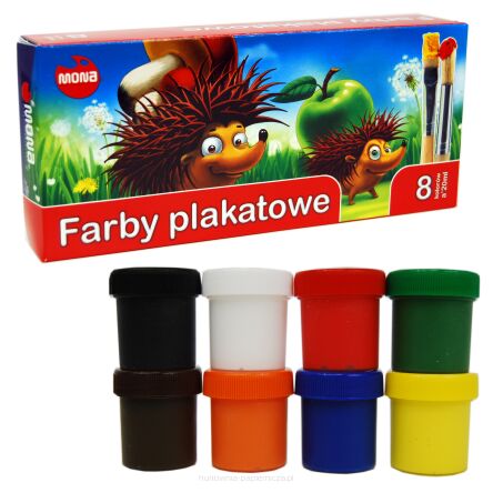 FARBY PLAKATOWE  8 KOLORÓW 20ML MONA PUDEŁKO