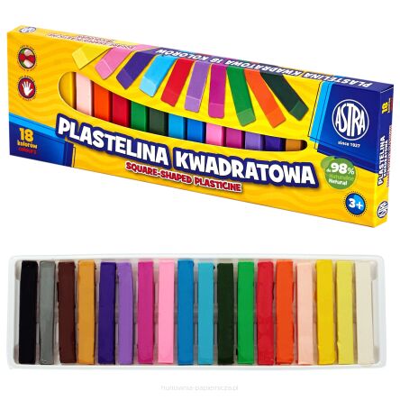 PLASTELINA KWADRATOWA 18 KOLORÓW ASTRA