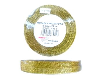 WSTĄŻKA BROKATOWA 6MM WB6-1 ZŁOTA