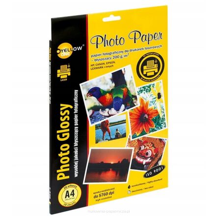 PAPIER FOTO A4 200G 20 ARK BŁYSK LASER YELLOWE