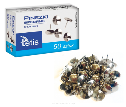 PINEZKI SREBRNE 50SZT  GP090-AS TETIS