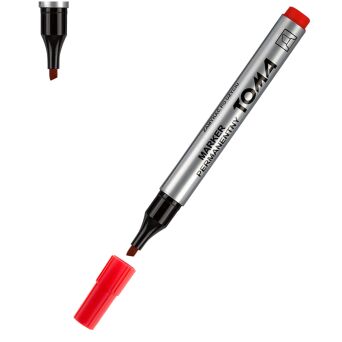 MARKER PERMANENTNY ŚCIĘTY CZERWONY TO-091 TOMA