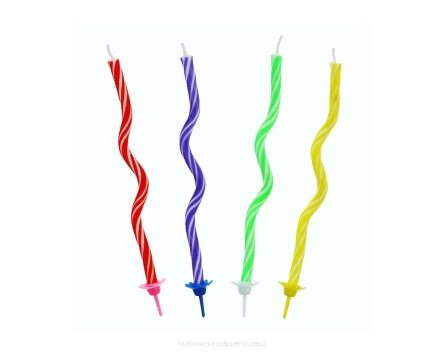 ŚWIECZKI URODZINOWE 12/12 SPIRALNE Z PODSTAWKAMI