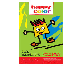 BLOK TECHNICZNY KOLOR A4 170G 10 ARKUSZY HAPPY COL