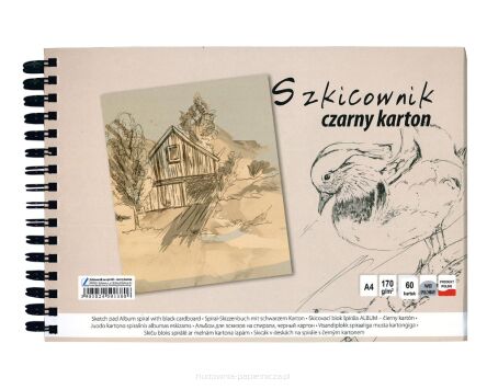 SZKICOWNIK NA SPIRALI A4-60 CZARNY KARTON KRESKA