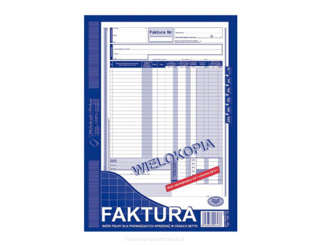 FAKTURA VAT A4 WIELOKOPIA 100-1-E