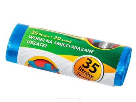 WORKI NA ŚMIECI USZATKI DO ZAWIĄZYWANIA 35L 20 SZT