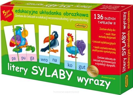 ZESTAW EDUKACYJNY LITERY, SYLABY, WYRAZY ADAMIGO