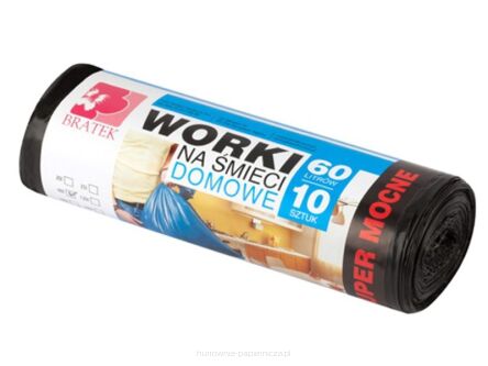 WORKI NA ŚMIECI DOMOWE 60 LITRÓW 10 SZTUK LDPE