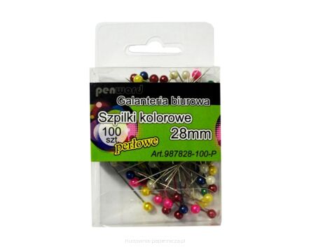 SZPILKI 28MM KOLOROWE PERŁA A'100