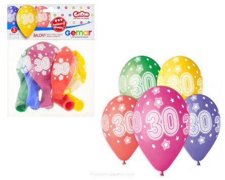 BALONY PREMIUM HEL Z NADRUKIEM 30, 13CALI/5SZT