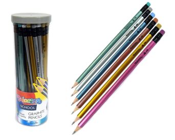 OŁÓWEK COLORINO SCHOOL TRÓJKĄTNY Z GUMKĄ METALIC