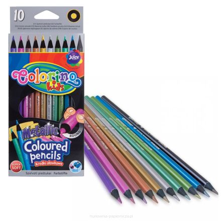 KREDKI OŁÓWKOWE OKRĄGŁE METALICZNE 10 KOL COLORINO