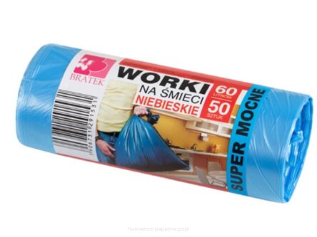 WORKI NA ŚMIECI NIEBIESKIE 60L 50 SZTUK HDPE