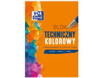 BLOK TECHNICZNY OXFORD KOLOROWY A4 10 KARTEK 225G
