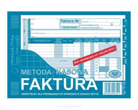 FAKTURA METODA KASOWA NETTO WZÓR PEŁNY A5 151-3-E