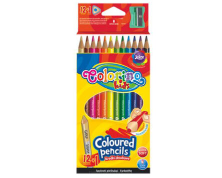 KREDKI OŁÓWKOWE TRÓJKĄTNE 12+TEMPERÓWKA COLORINO