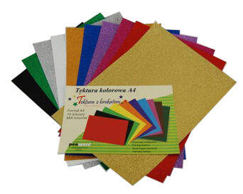 TEKTURA GŁADKA BROKATOWA A4 KOLOROWA MIX 10 KOL