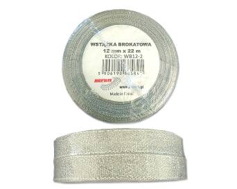 WSTĄŻKA BROKATOWA 12MM WB12-2 SREBRNA