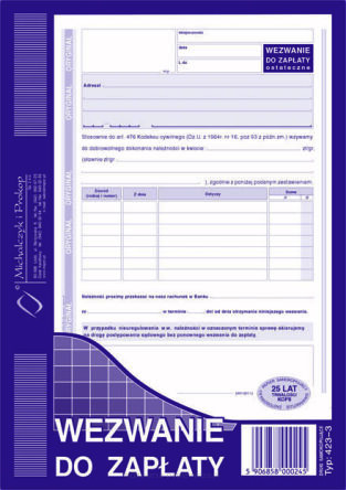 WEZWANIE DO ZAPŁATY A5 423-3