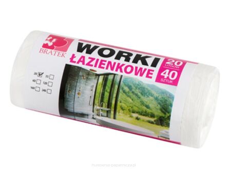 WORKI NA ŚMIECI  ŁAZIENKOWE BIAŁE 20 LITRÓW 40 SZT