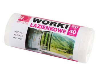 WORKI NA ŚMIECI  ŁAZIENKOWE BIAŁE 20 LITRÓW 40 SZT