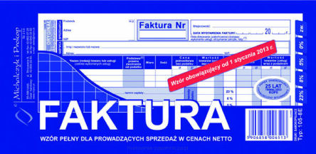 FAKTURA VAT 1/3 A-4 (PEŁNA) 105-8-E