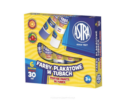 FARBY PLAKATOWE 6 KOLORÓW - TUBA PE  30 ML ASTRA