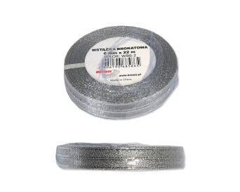 WSTĄŻKA BROKATOWA 6MM WB6-2 SREBRNA BREWIS