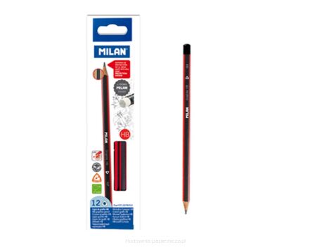 OŁÓWKI TRÓJKĄTNE HB  Z GUMKĄ A'12 MILAN
