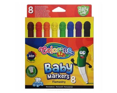 FLAMASTRY BABY KIDS KOLOWE GŁÓWKI 8 KOL COLORINO