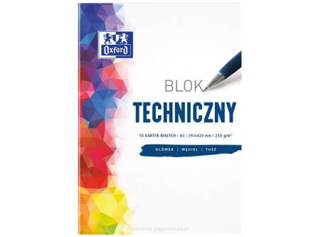 BLOK TECHNICZNY OXFORD A3 10 KART.250G BIAŁY 93232