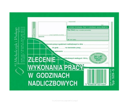 ZLECENIE WYKONANIA PRACY W GODZINACH NADL. 529-5