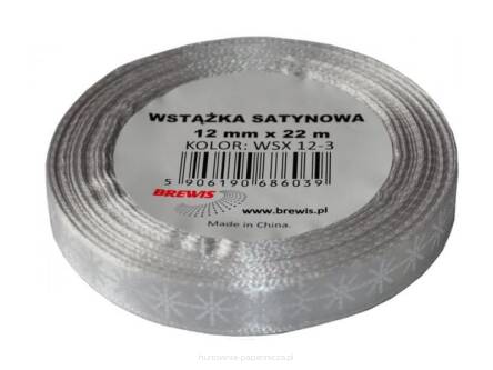 WSTĄŻKA SATYNOWA BN 12MM WSX12 KOLOR 3 SREBRNE 