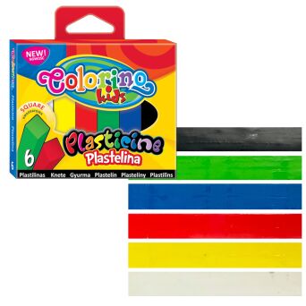 PLASTELINA KWADRATOWA 6 KOLORÓW COLORINO