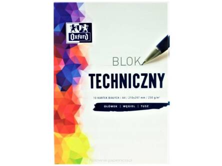 BLOK TECHNICZNY OXFORD A4 10 KART.250G BIAŁY 93199