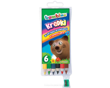 KREDKI OŁÓWKOWE GRUBE 6 KOLORÓW BAMBINO