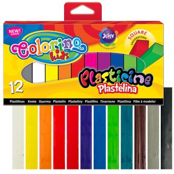 PLASTELINA KWADRATOWA 12 KOLORÓW COLORINO