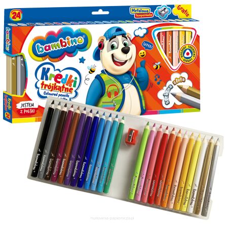 KREDKI BAMBINO TRÓJKĄTNE 24 KOL.  + TEMP